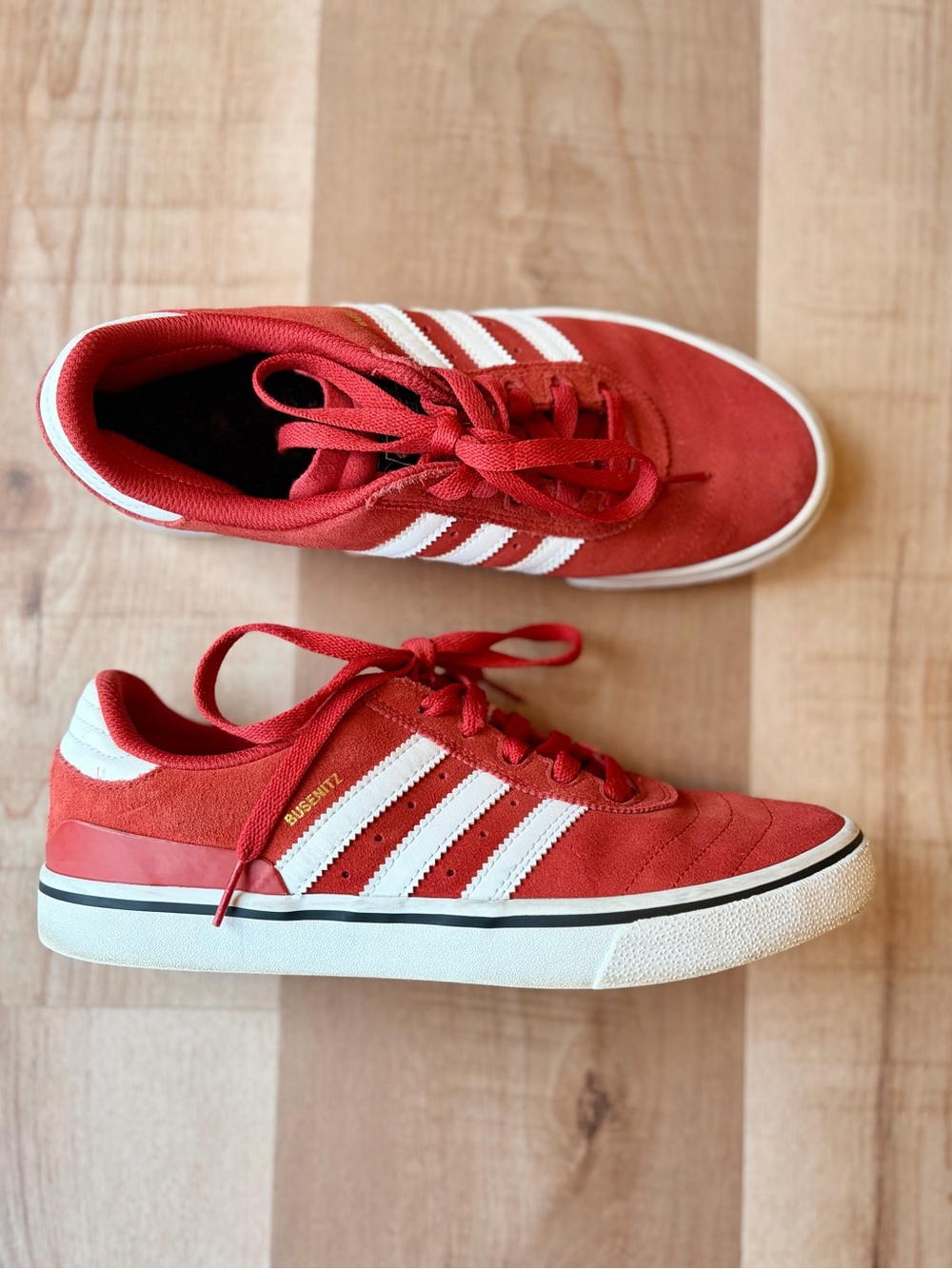 Adidas Men’s Busenitz Vulc Red Orange Suede Skate Sneakers Size 8